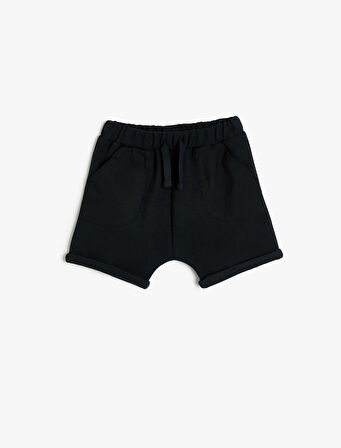 Basic Şort Beli Bağlamalı Cepli Paraşüt Cep Detaylı