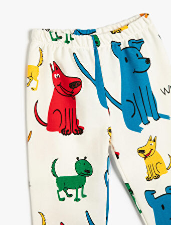 Jogger Eşofman Altı Hayvanlar Baskılı Beli Lastikli Pamuklu