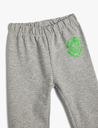 Basic Jogger Eşofman Altı Beli Lastikli Baskı Detaylı