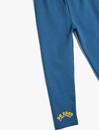 Basic Jogger Eşofman Altı Beli Lastikli Pamuklu Baskı Detaylı