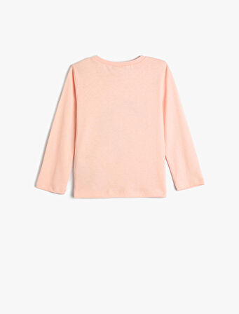 Tişört Uzun Kollu Bisiklet Yaka Unicorn Baskılı Pamuklu