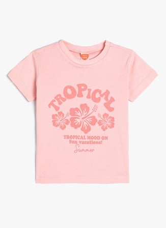 Koton Baskılı Pembe Kız Çocuk T-Shirt 4SMG10021AK