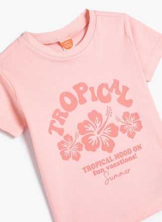 Koton Baskılı Pembe Kız Çocuk T-Shirt 4SMG10021AK