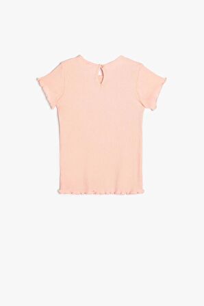 Koton Kız Bebek Tişört Kısa Kollu Bisiklet Yaka Ribanalı Pamuklu