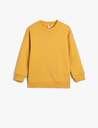 Basic Sweatshirt Uzun Kollu Bisiklet Yaka Şardonlu