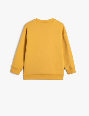 Basic Sweatshirt Uzun Kollu Bisiklet Yaka Şardonlu