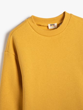 Basic Sweatshirt Uzun Kollu Bisiklet Yaka Şardonlu
