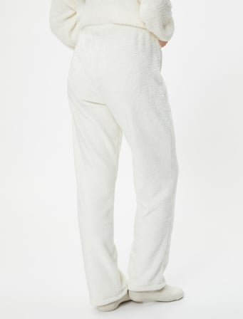 Polar Pijama Altı Nakışlı Düz Paça Beli Lastikli