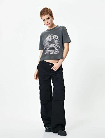 4SAL10084IK Koton Kadın T-shirt ANTRASİT