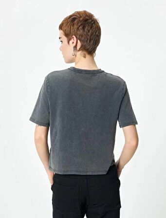 4SAL10084IK Koton Kadın T-shirt ANTRASİT