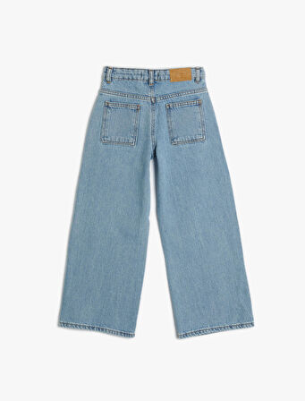 İspanyol Paça Kot Pantolon Cep Detaylı Normal Bel - Flare Jean
