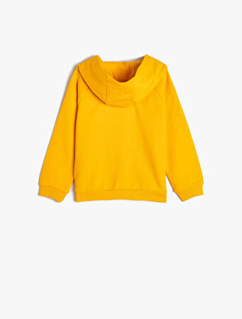 Kapşonlu Sweatshirt Uzun Kollu Aslan Baskılı Pamuklu