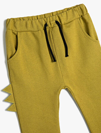 Jogger Eşofman Altı Beli Bağlamalı Cepli Aplike Detaylı Pamuklu