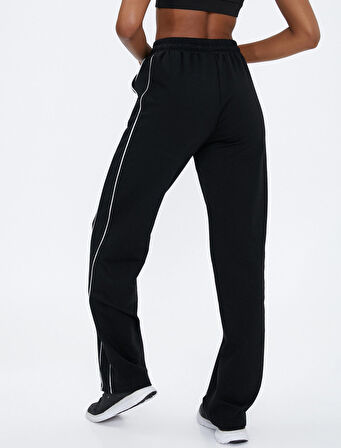 Yüksek Bel Eşofman Altı Düz Paça Beli Bağcıklı Şeritli