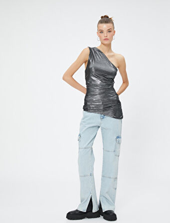 Tek Omuz Atlet Sim Detaylı Kolsuz