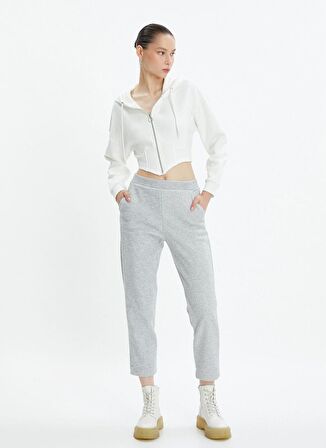 Koton Yüksek Bel Rahat Gri Melanj Kadın Pantolon 4WAL40020IK