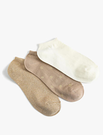 Basic 3'lü Patik Çorap Seti Çok Renkli