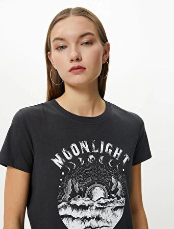 4SAL10080IK Koton Kadın T-shirt ANTRASİT