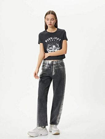 4SAL10080IK Koton Kadın T-shirt ANTRASİT