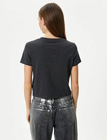 4SAL10080IK Koton Kadın T-shirt ANTRASİT