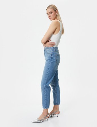Yüksek Bel Mom Fit Kot Pantolon TENCEL™ Kumaş Karışımlı - Mom Jean