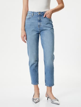 Yüksek Bel Mom Fit Kot Pantolon TENCEL™ Kumaş Karışımlı - Mom Jean