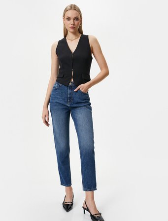 Yüksek Bel Mom Fit Kot Pantolon TENCEL™ Kumaş Karışımlı - Mom Jean