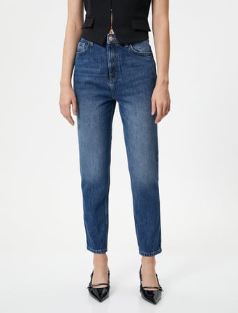 Yüksek Bel Mom Fit Kot Pantolon TENCEL™ Kumaş Karışımlı - Mom Jean