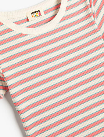 Tişört Kısa Kollu Yuvarlak Yaka Ribanalı Pamuklu