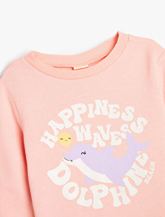 Sweatshirt Yunus Baskılı Uzun Kollu Bisiklet Yaka Pamuklu