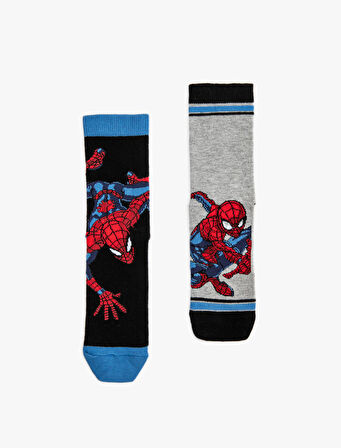 2'li Örümcek Adam Baskılı Çorap Seti Lisanslı