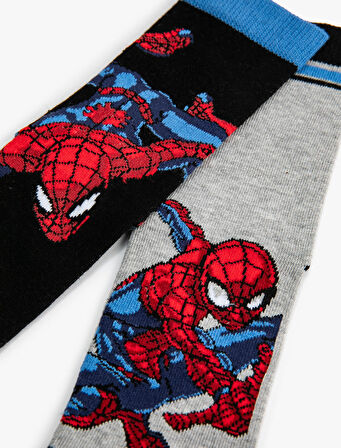 2'li Örümcek Adam Baskılı Çorap Seti Lisanslı