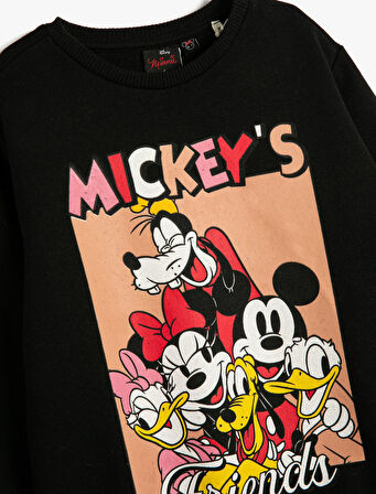 Minnie Mouse Sweatshirt Lisanslı Bisiklet Yaka Uzun Kollu Şardonlu 