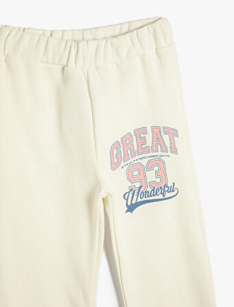 Jogger Eşofman Altı Beli Lastikli Baskı Detaylı Şardonlu   