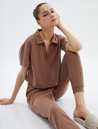 Jogger Eşofman Altı Beli Lastikli Dokulu