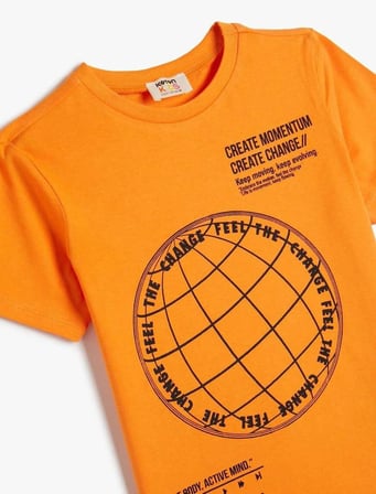 4SKB10154TK Koton Erkek Çocuk T-shirt TURUNCU