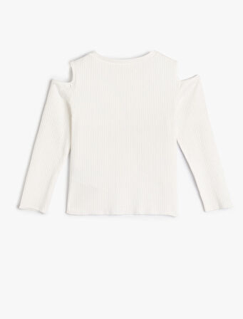 Tişört Uzun Kollu Bisiklet Yaka Kaşkorse Pencere Detaylı