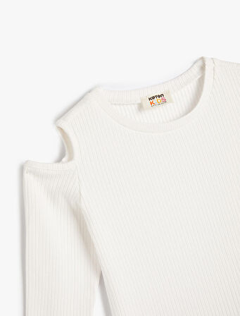 Tişört Uzun Kollu Bisiklet Yaka Kaşkorse Pencere Detaylı