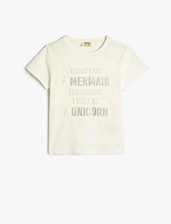 4SKG10056AK Kız Çocuk T-shirt EKRU