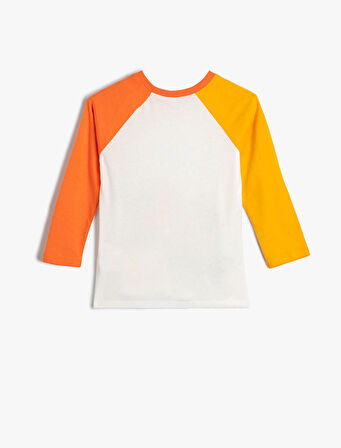 Hayvanlar Baskılı Tişört Uzun Kollu Bisiklet Yaka 