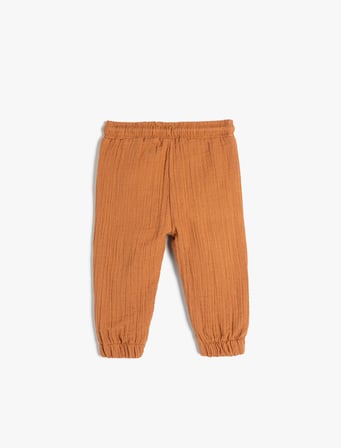 Jogger Pantolon Cep Detaylı Beli Lastikli Dokulu