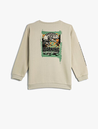 Jurassic World Sweat Lisanslı Cep Detaylı Bisiklet Yaka Uzun Kollu Şardonlu