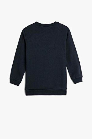 Koton Erkek Çocuk Sweatshirt Uzun Kollu Bisiklet Yaka Yazı Baskılı Şardonlu