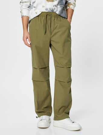 Oversize Paraşüt Bol Pantolon Beli Bağcıklı Cepli