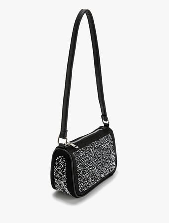 Omuz Çantası Fermuarlı Parlak Taş İşlemeli