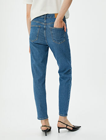 Yüksek Bel Jeans Rahat Kesim Hafif Dar Paça - Mom Jeans