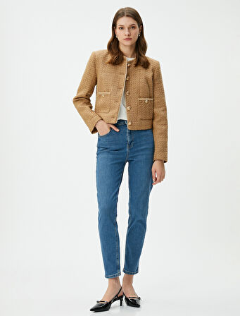 Yüksek Bel Jeans Rahat Kesim Hafif Dar Paça - Mom Jeans
