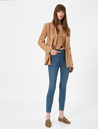 4WAL40338MD Koton Kadın Jean Pantolon ORTA İNDİGO