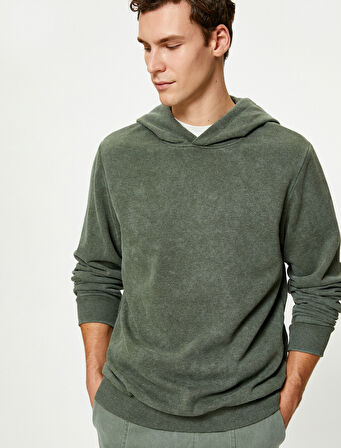 Oversize Yıkamalı Sweat Kapşonlu Dikiş Detaylı