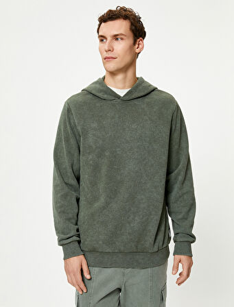 Oversize Yıkamalı Sweat Kapşonlu Dikiş Detaylı